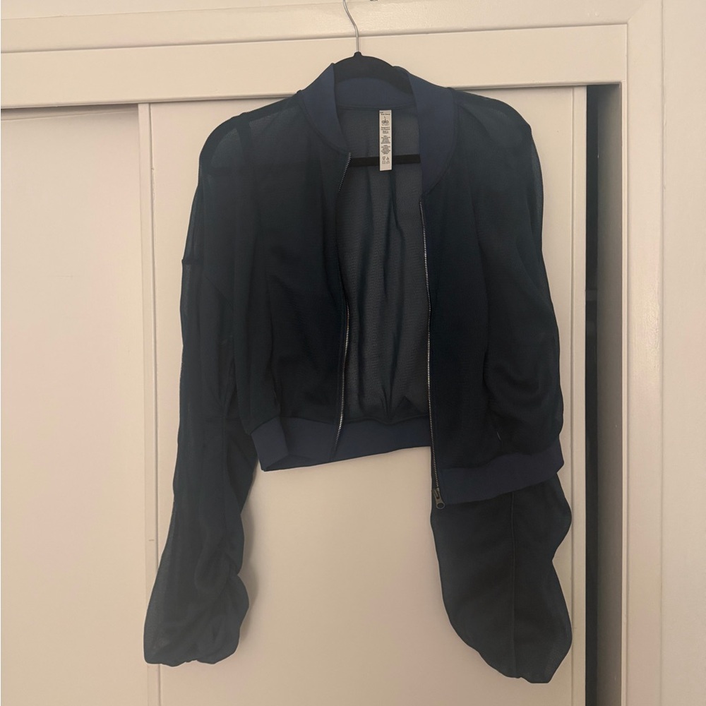 ALO Yoga Sheer Black Bomber Jacket